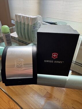 Swiss Army Silver & Black Watch Box Set